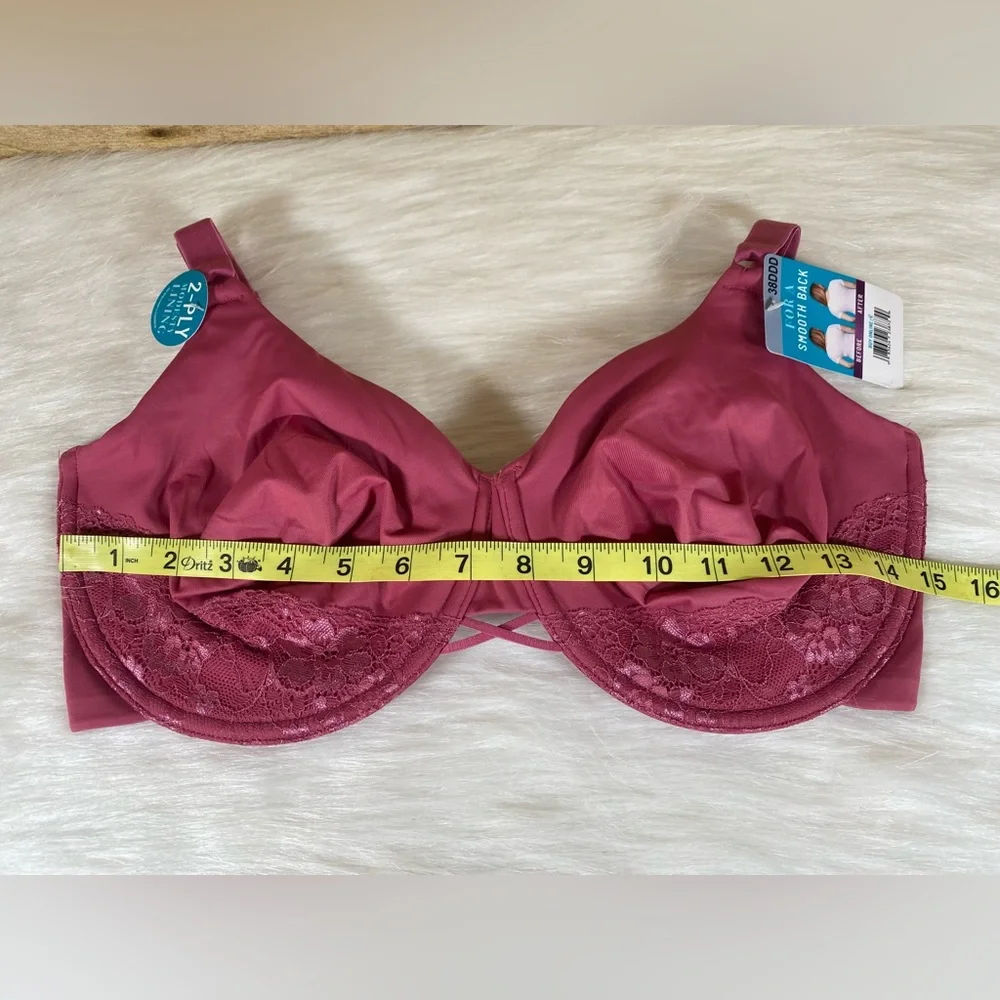 NWT Vanity Fair Womens Bra Radiant Smooth Back Underwire Mauve 38DDD